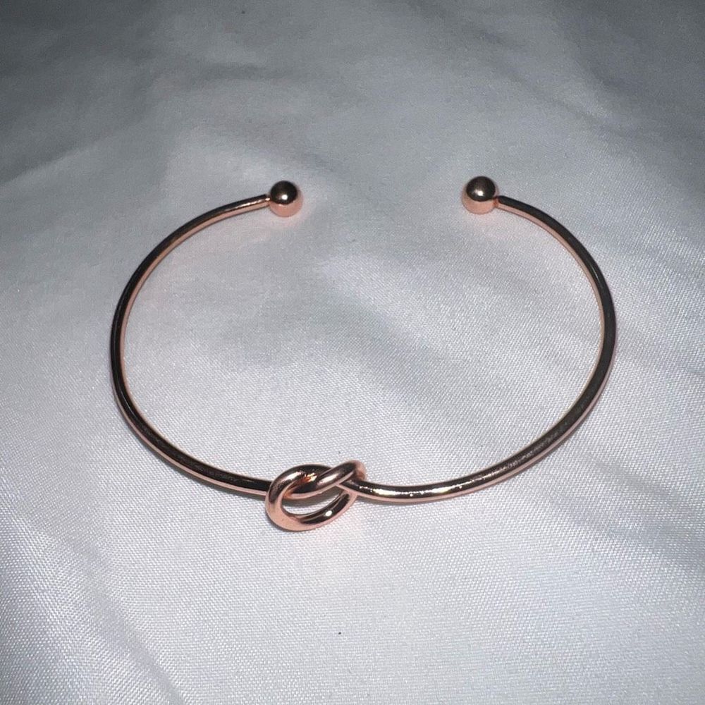 Rose Gold Tone Adjustable‎ Love Knot Thin Cuff Bracelet